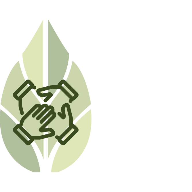 Green leaf with recycling arrows and handshake icon