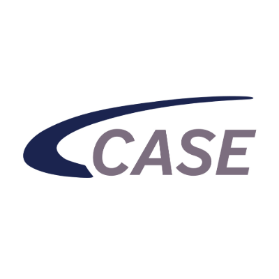 CASE logo with curved swoosh above text