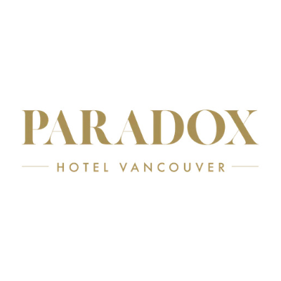Paradox Hotel Vancouver gold logo on white background